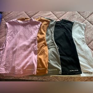 Lot of 5 Alphalete Heavy Cotton Cutoffs Tank Tops Small